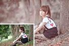 Photoshop给绿树边人物调出古典中性淡褐色 www.67xuexi.com