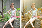 Photoshop给石阶上人物调出柔和的红褐色 www.67xuexi.com